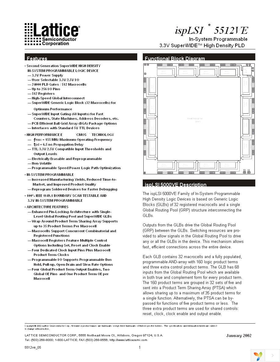 ISPLSI 5512VE-100LF256 Page 1